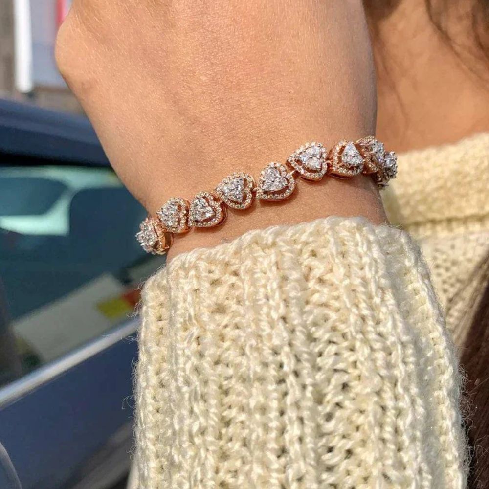 Pear Halo Diamond Tennis Bracelet