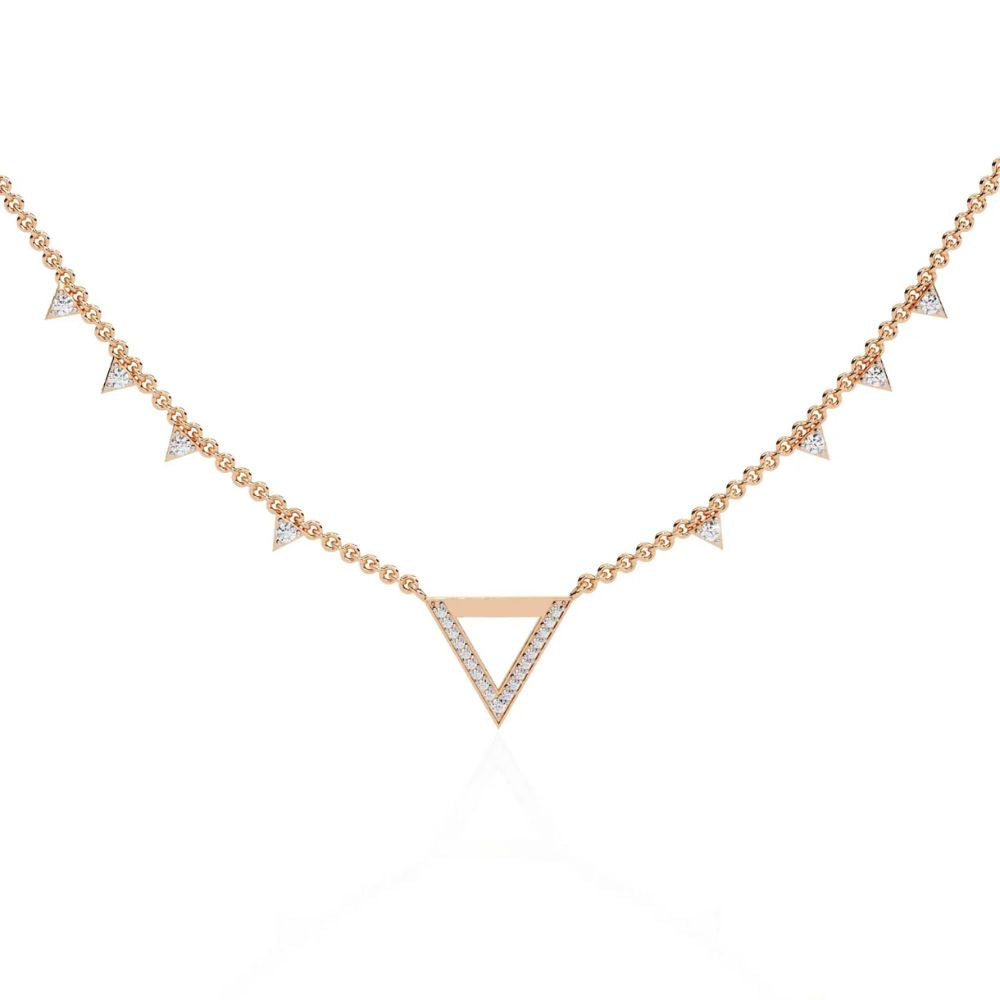 Geometric Triangle Diamond Necklace