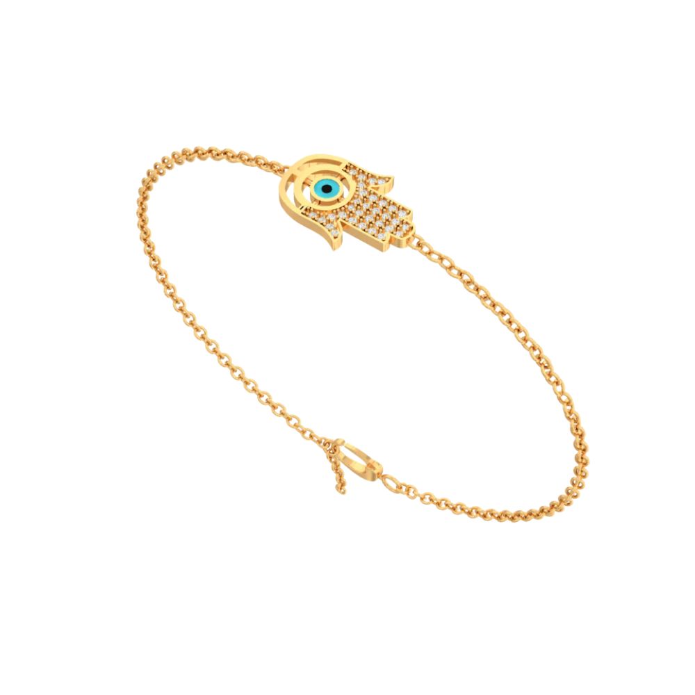Evil Eye Hamsa Diamond Charm Bracelet
