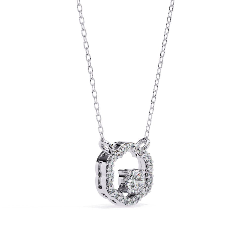 Floral Diamond Halo Pendant Necklace