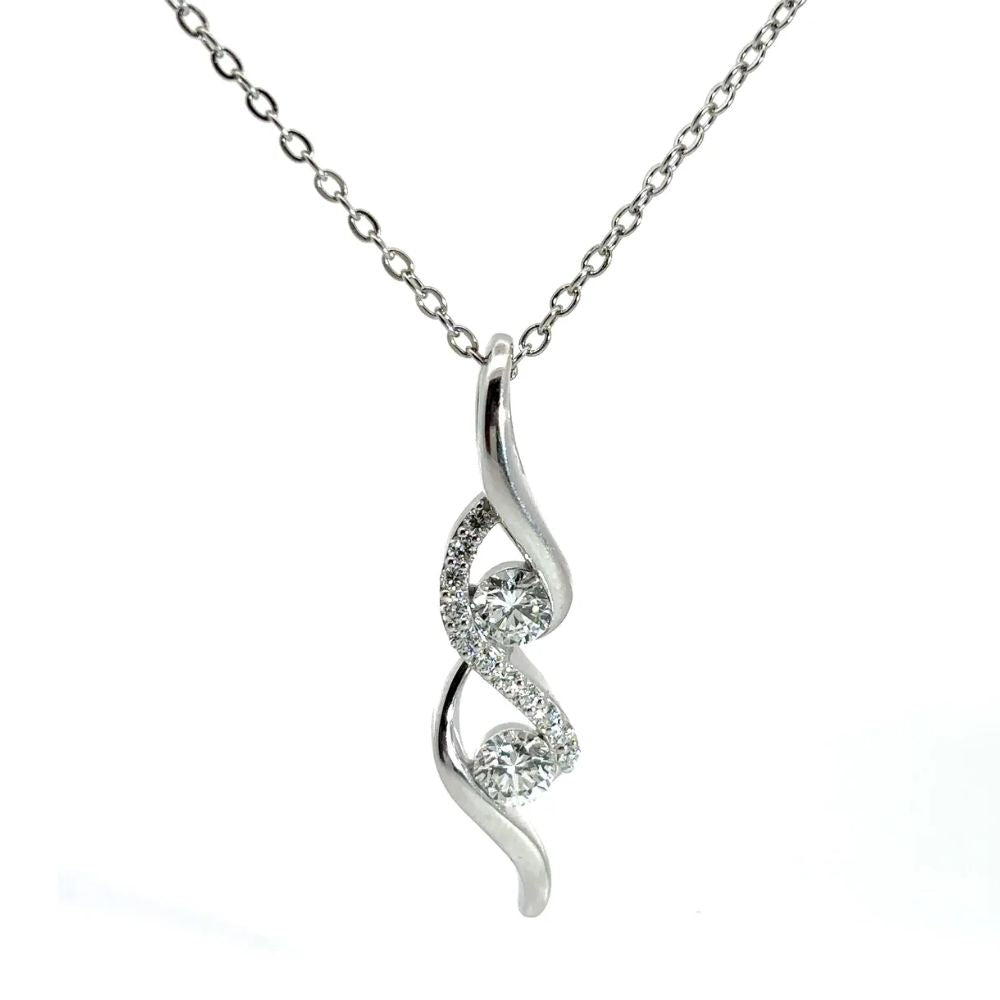 Twisted Diamond Drop Pendant Necklace