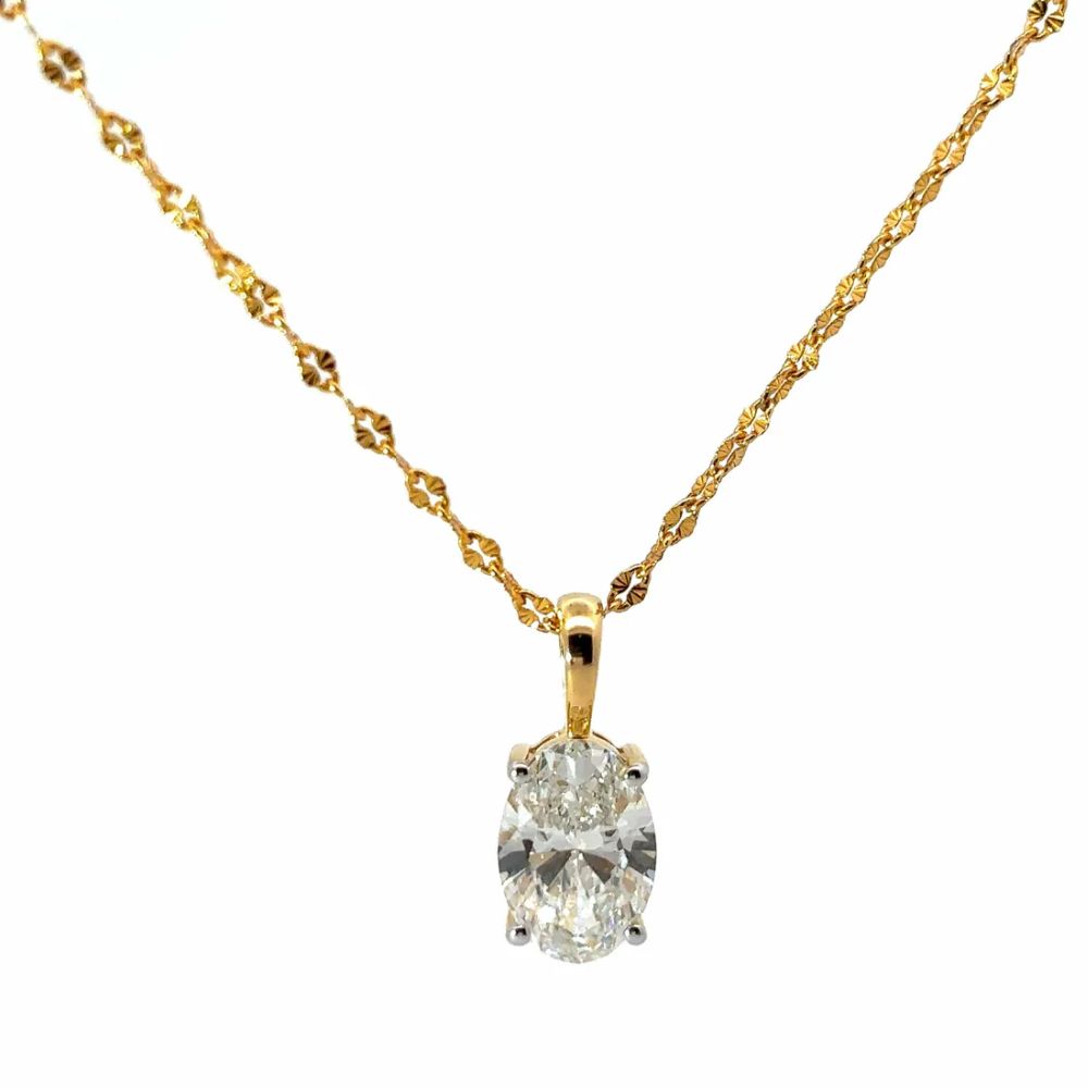 Oval Diamond Pendant Necklace