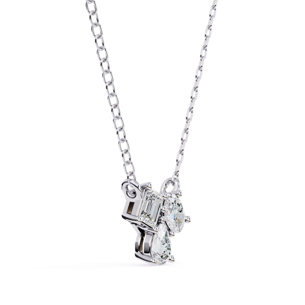 Trio Mixed-Cut Diamond Pendant Necklace