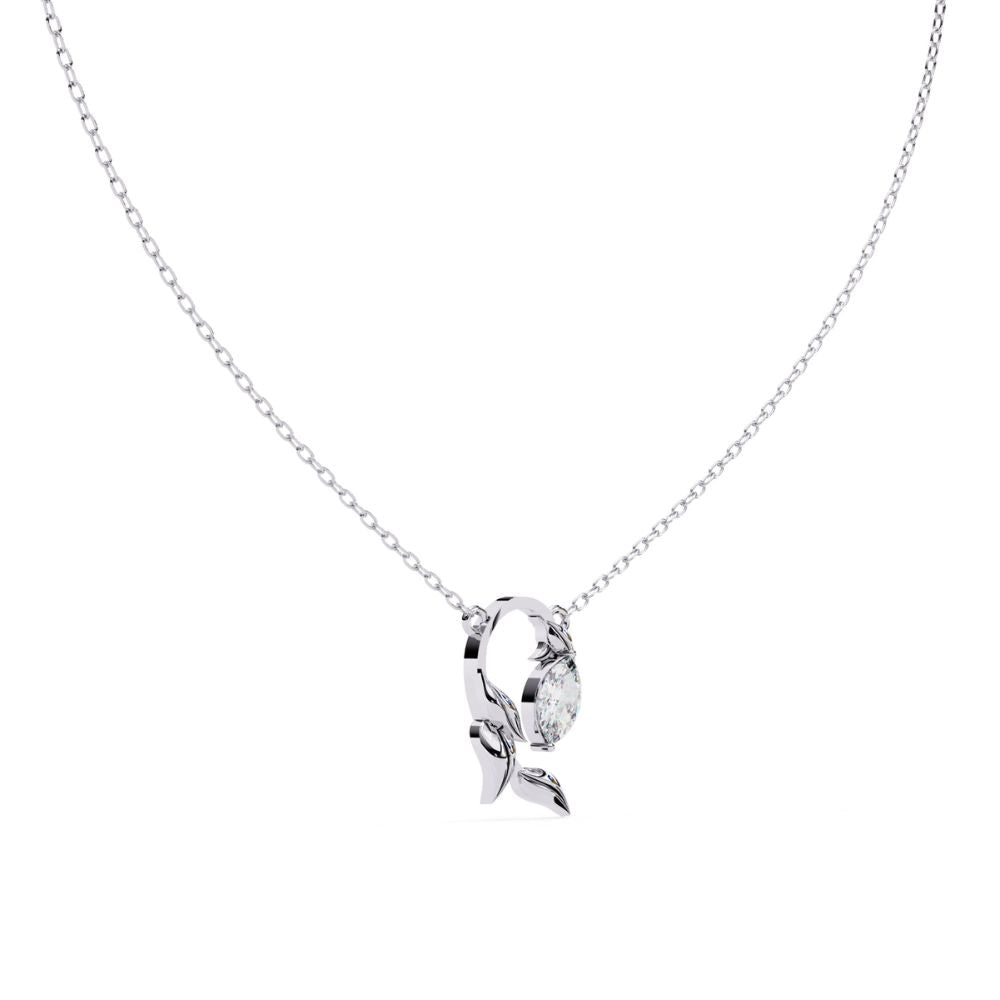 Leafy Marquise Diamond Pendant Necklace
