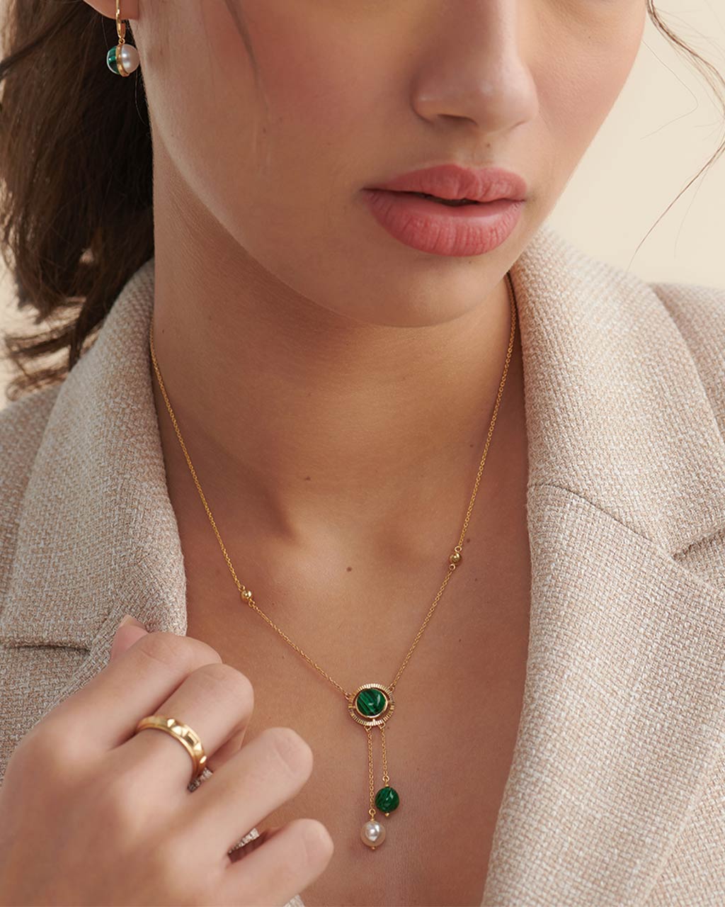 Harmony Pearl Malachite Necklace