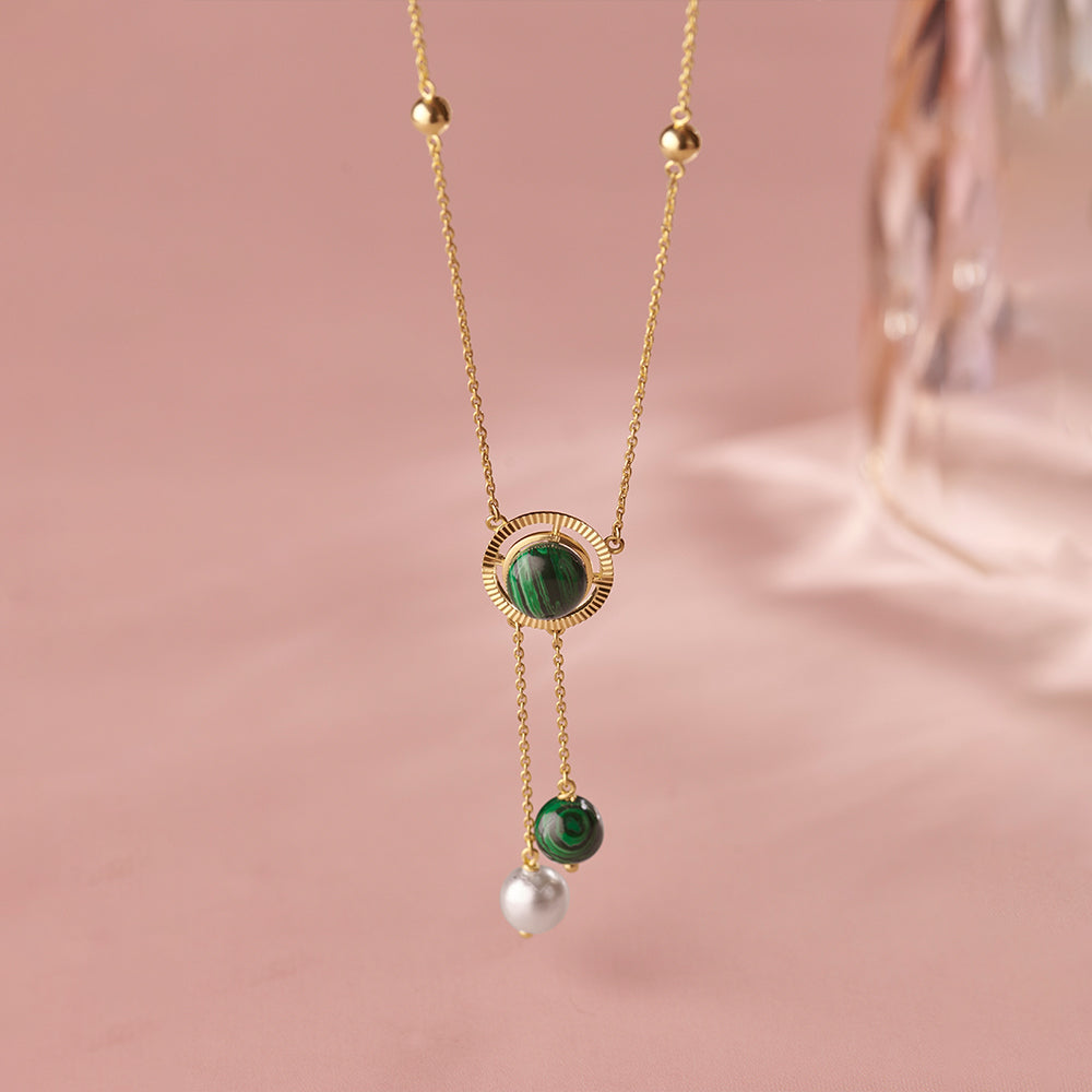 Harmony Pearl Malachite Necklace