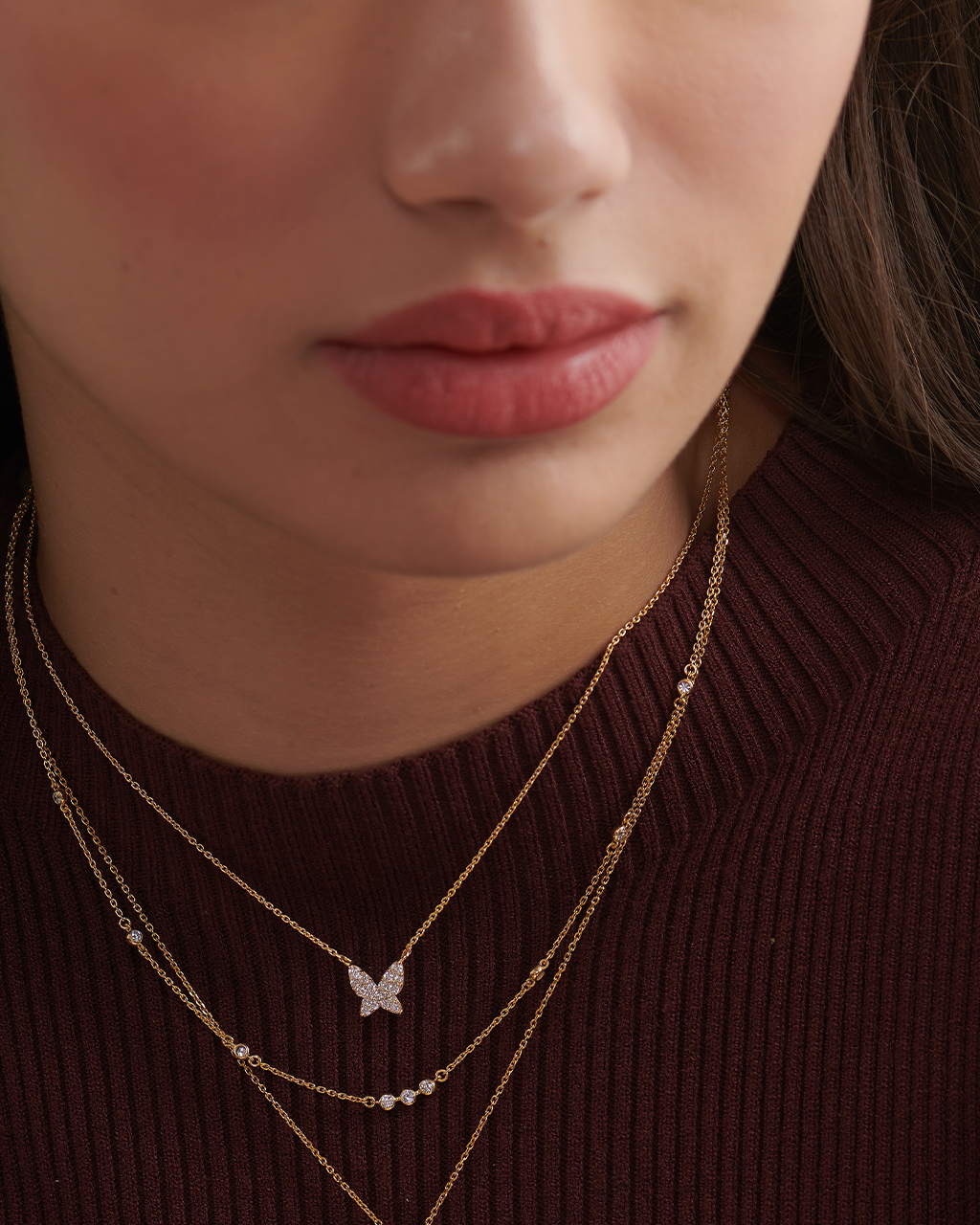 Trio Diamond Station Necklace