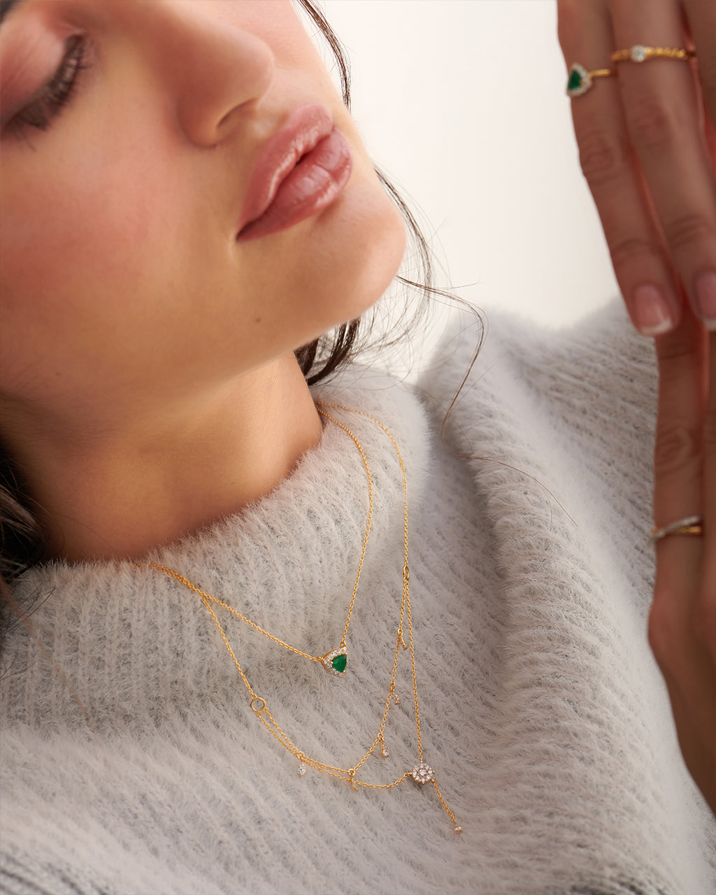 Teardrop Layered Diamond Necklace