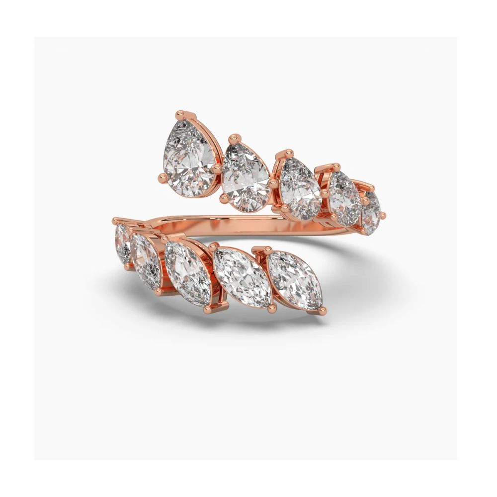 Bypass Ring with Marquise and Pear Diamond Accents