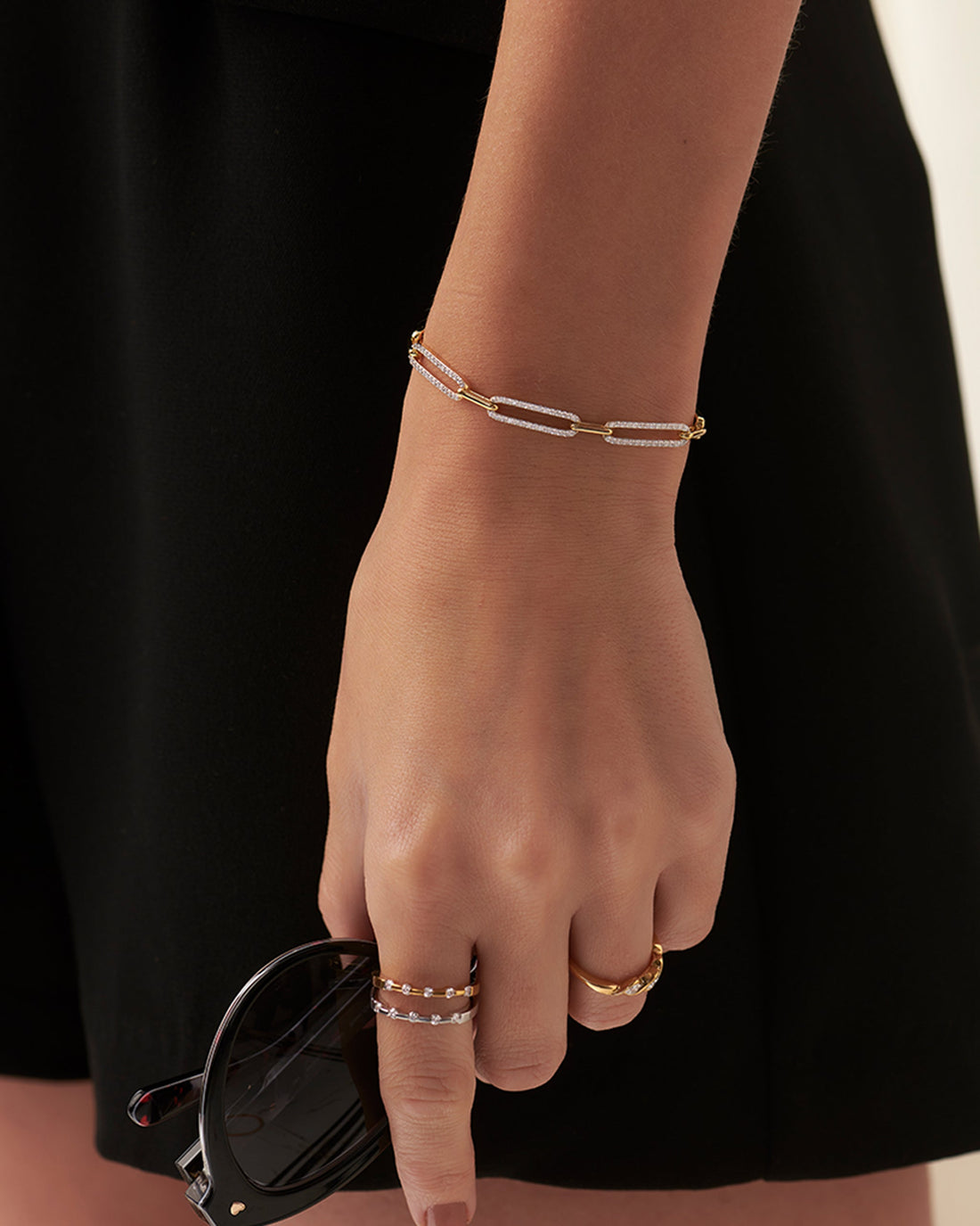 Pave Diamond Paperclip Bracelet