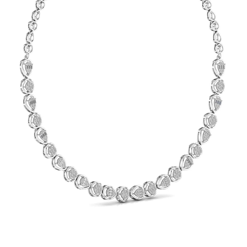 Pear & Round Diamond Bezel-Set Necklace