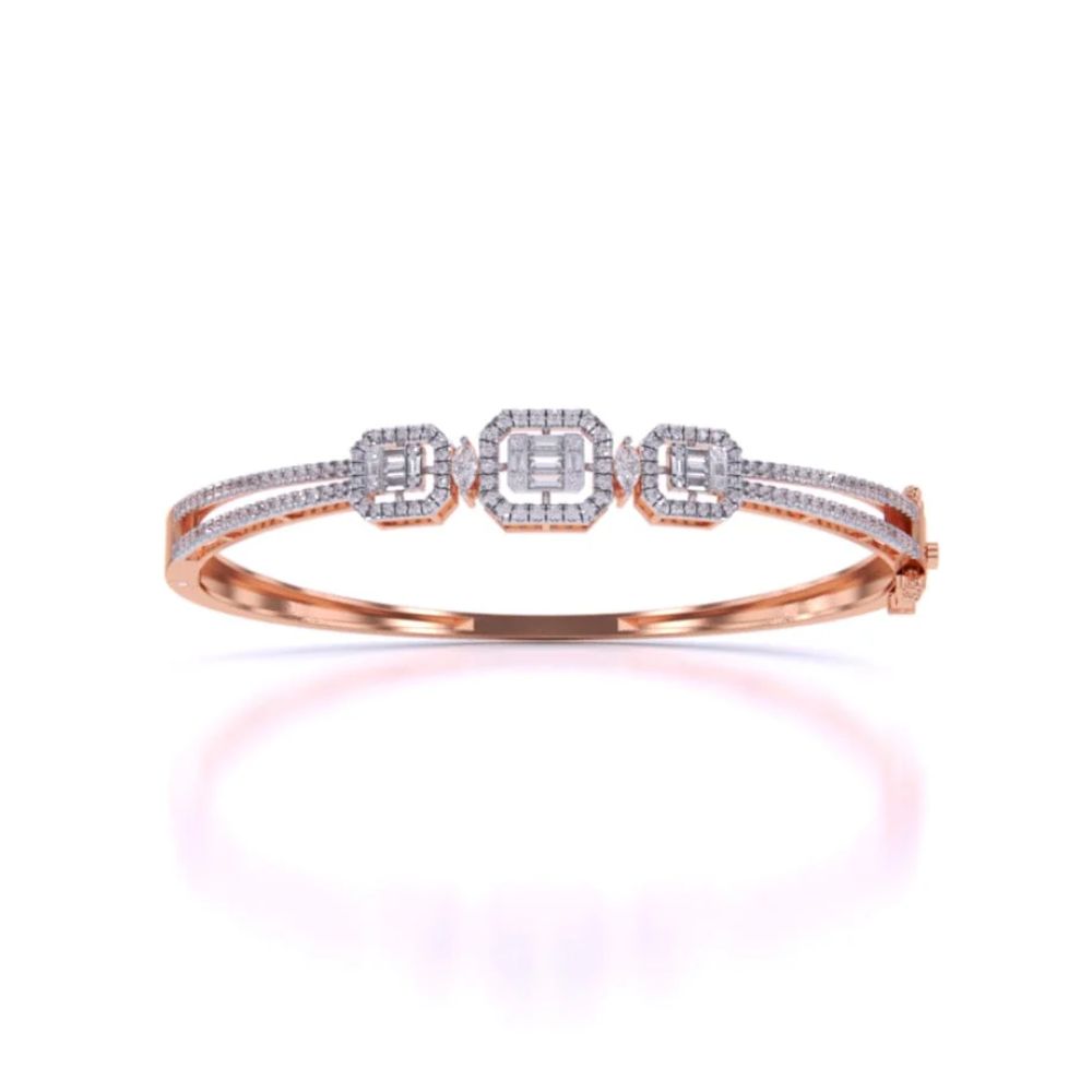 Triple Halo Diamond Bangle Bracelet