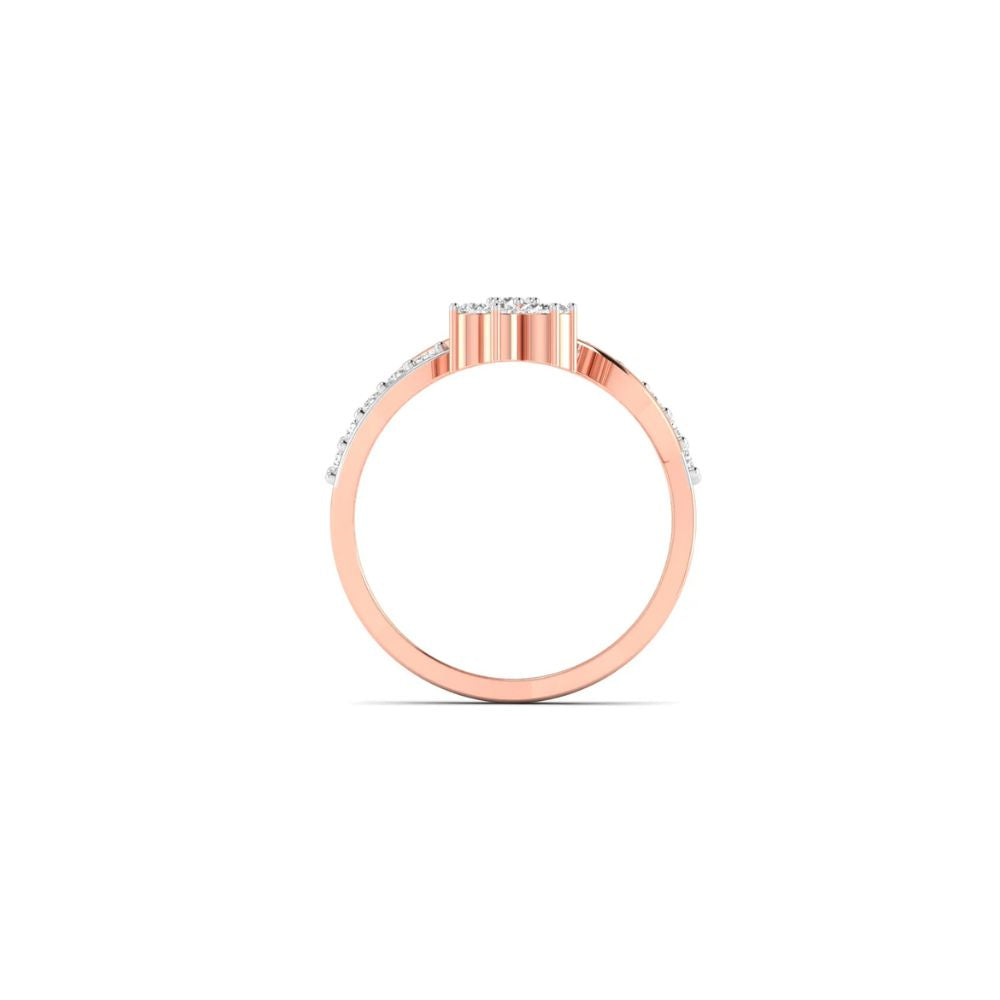 Floral Cluster Diamond Ring with Twisted Band Design