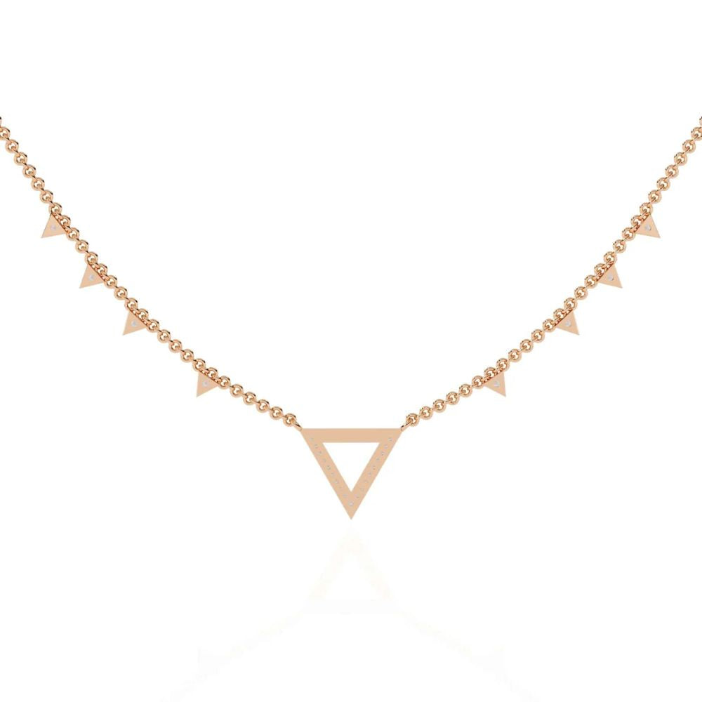 Geometric Triangle Diamond Necklace