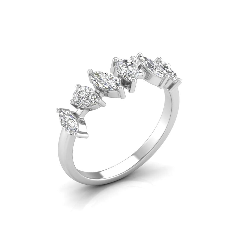 Alternating Pear and Marquise Diamond Ring