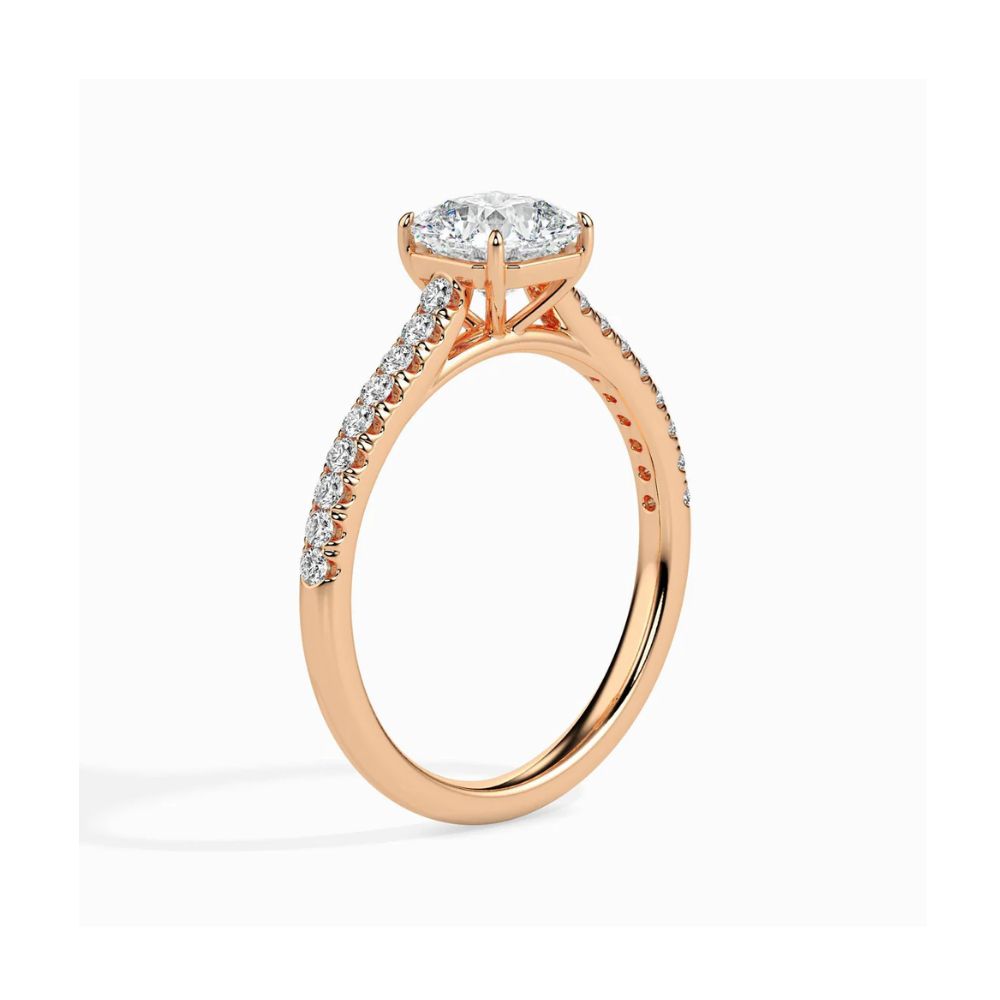 Asscher Cut Solitaire Pave Engagement Ring