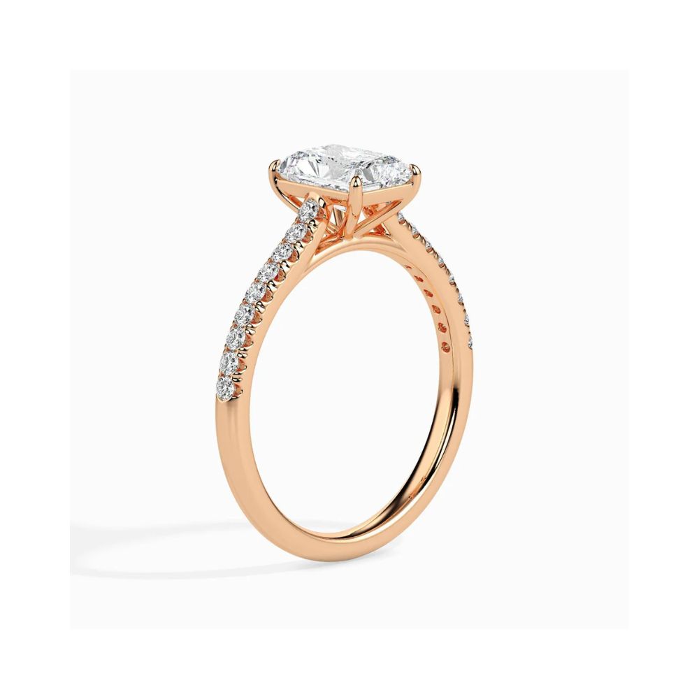 Radiant Cut Solitaire Pave Engagement Ring