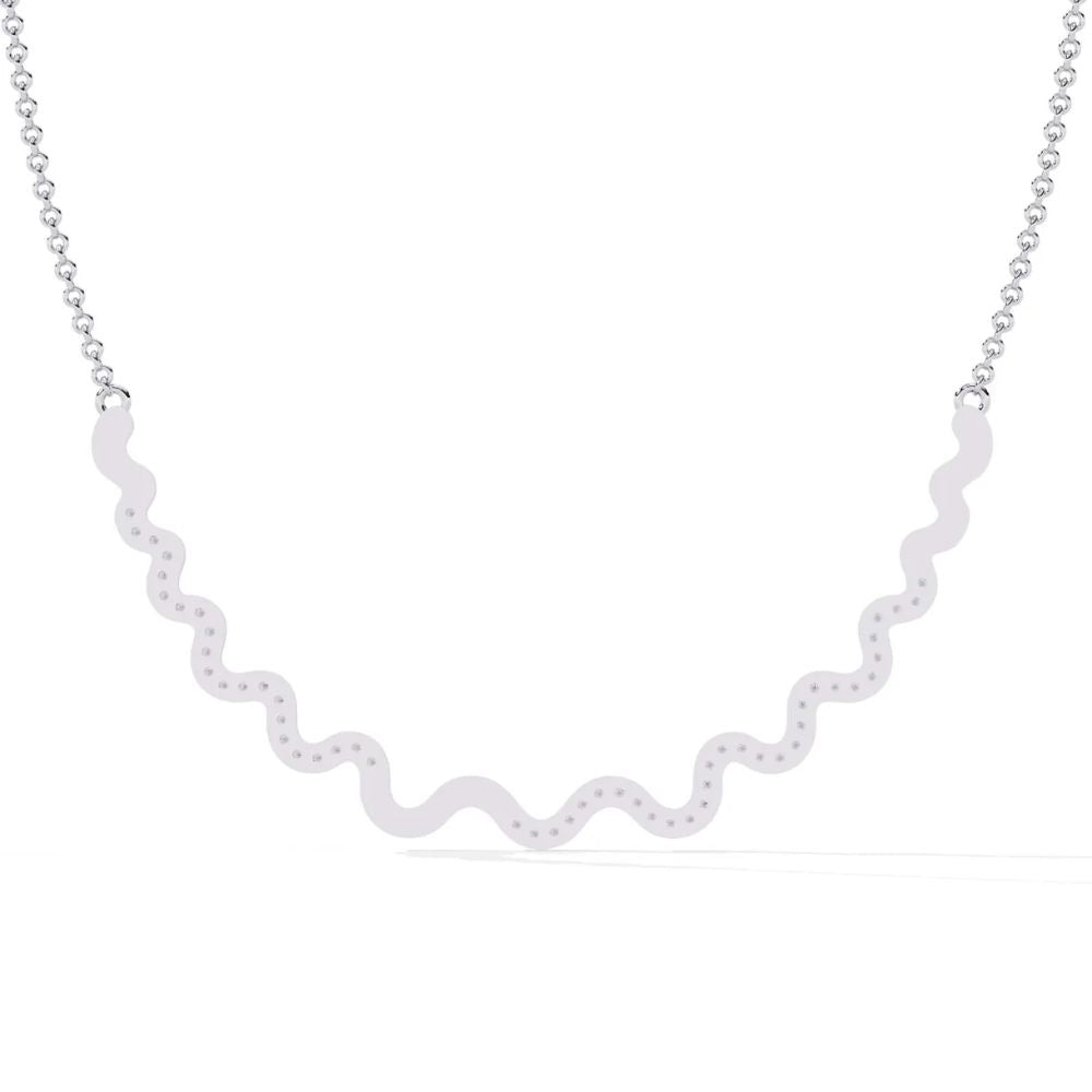 Diamond Wave Bar Necklace