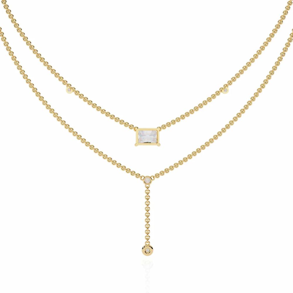 Layered Diamond Drop Necklace