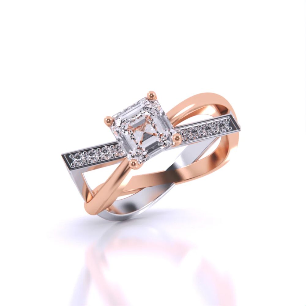 Asscher Cut Criss-Cross Diamond Ring