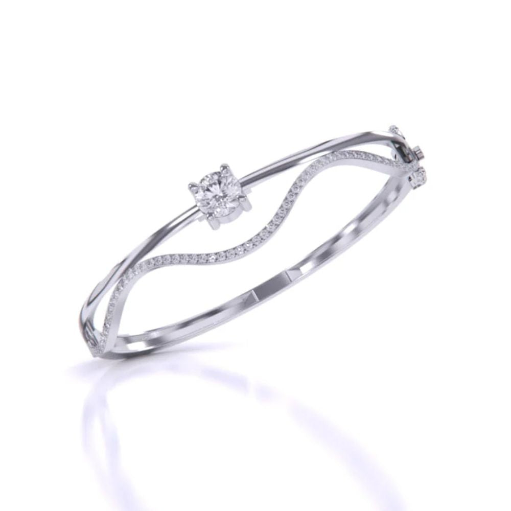 Stylish Diamond Bangle with Wave Design