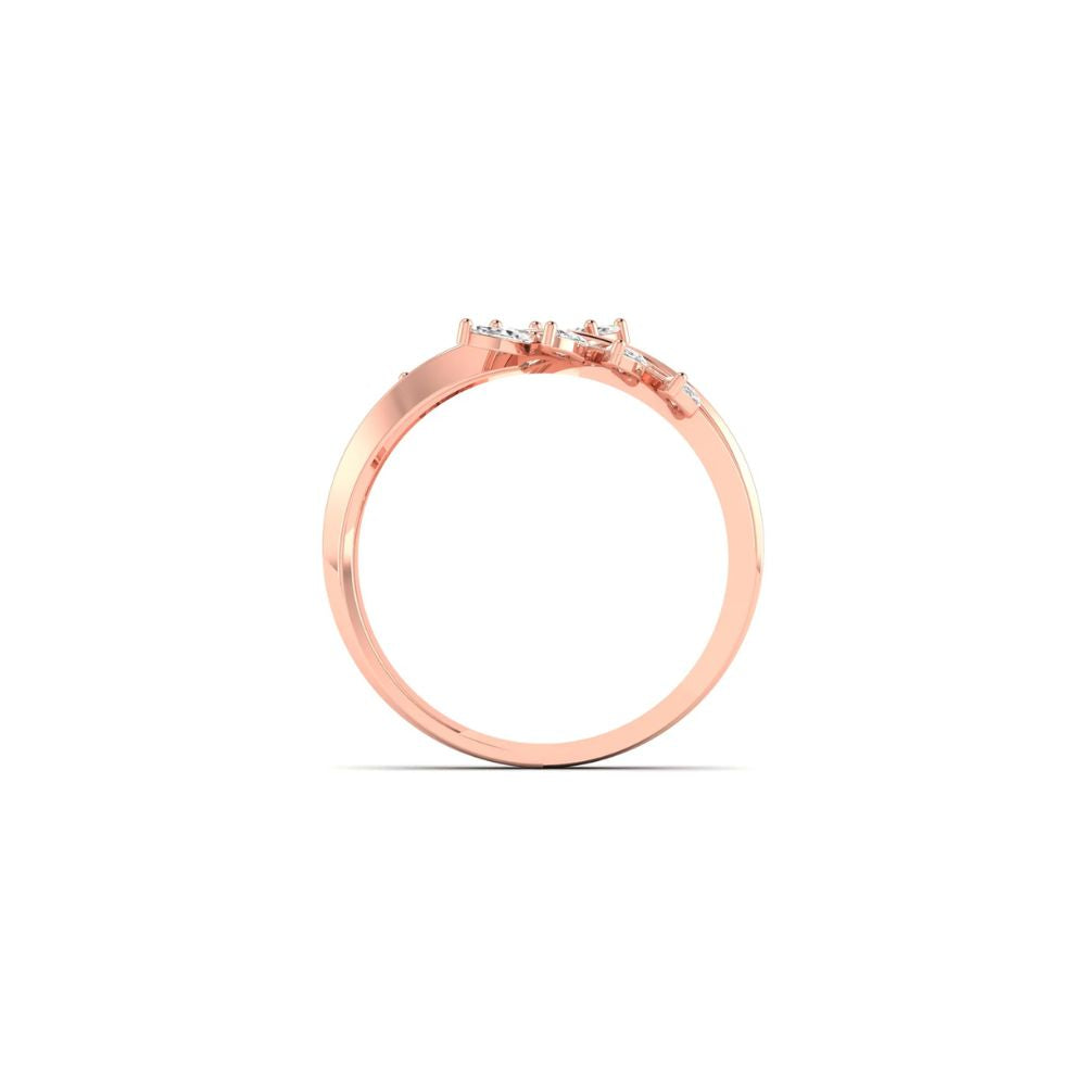 Leaf Inspired Diamond Ring with Marquise Accents