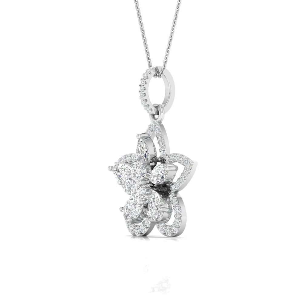 Floral Diamond Bloom Pendant Necklace