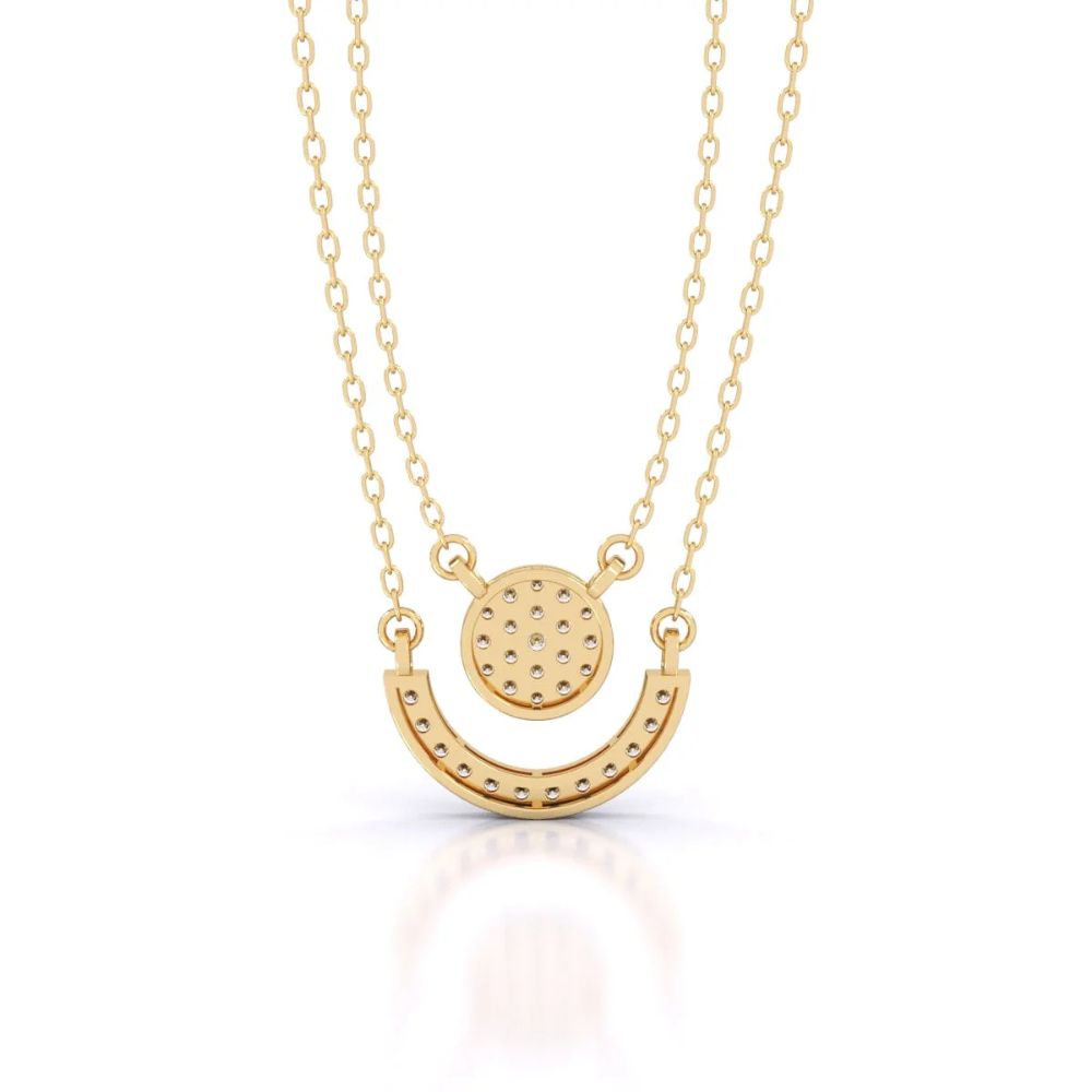 Dual Layer Round Diamond Pendant Necklace