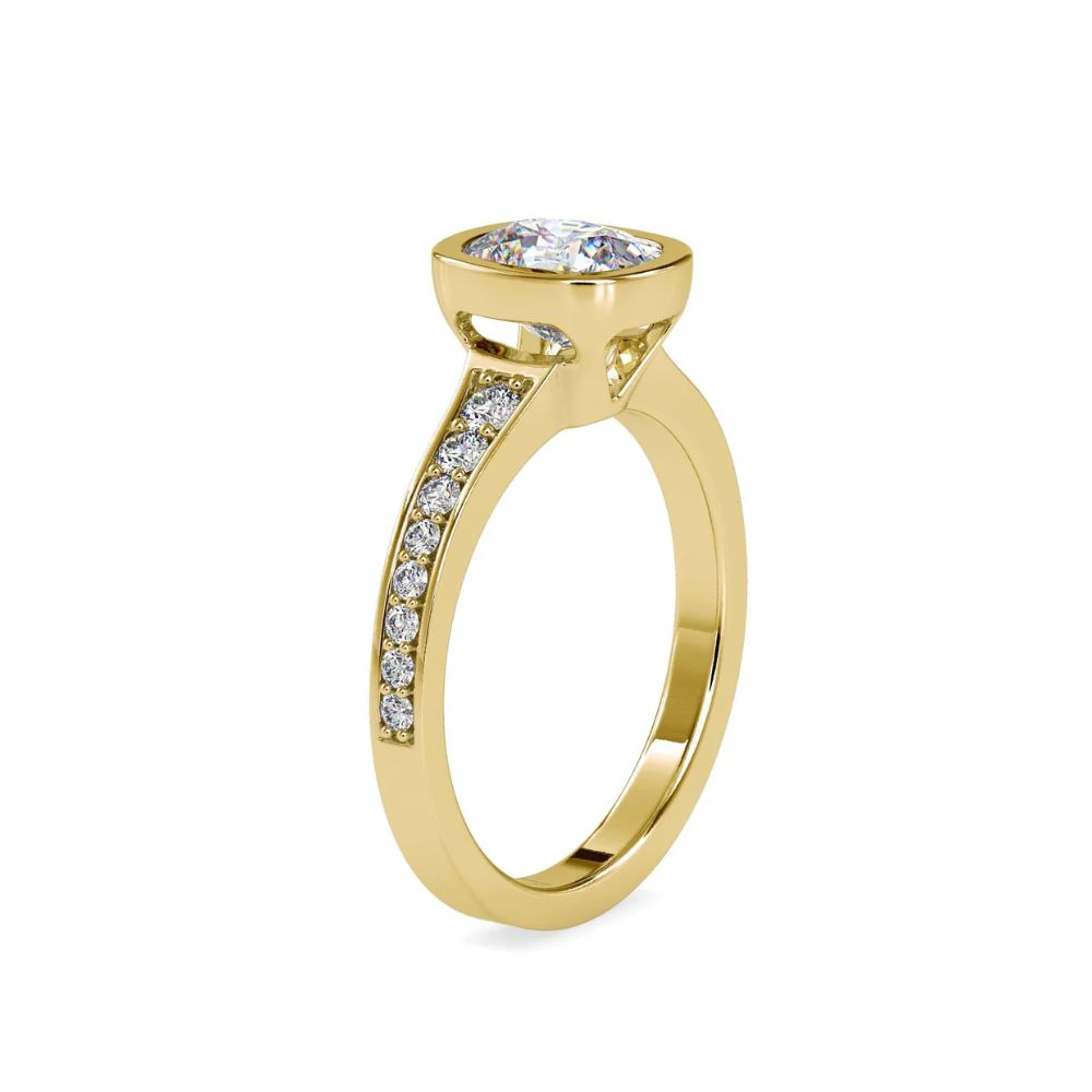 Cushion Cut Solitaire Pave Engagement Ring