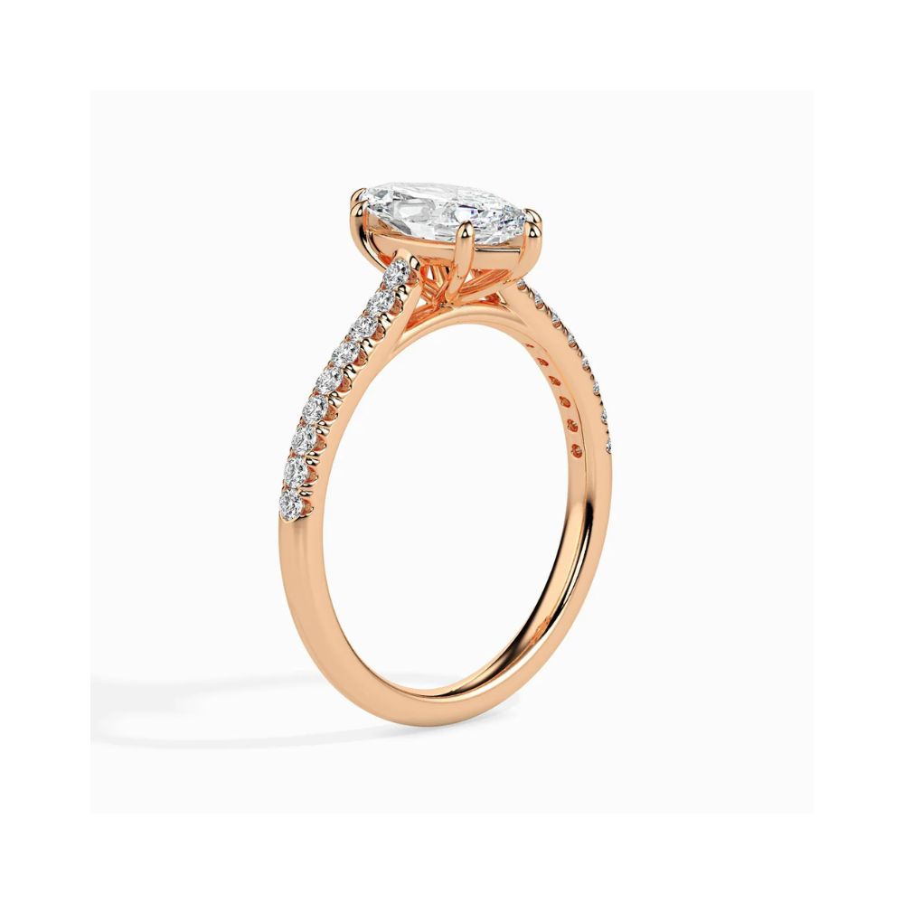 Marquise Cut Solitaire Pave Engagement Ring