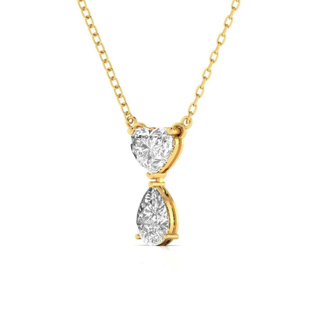 Heart & Pear Diamond Duo Pendant Necklace