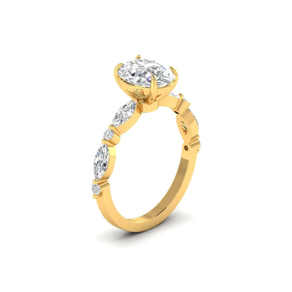 Oval Diamond Tapered Ring