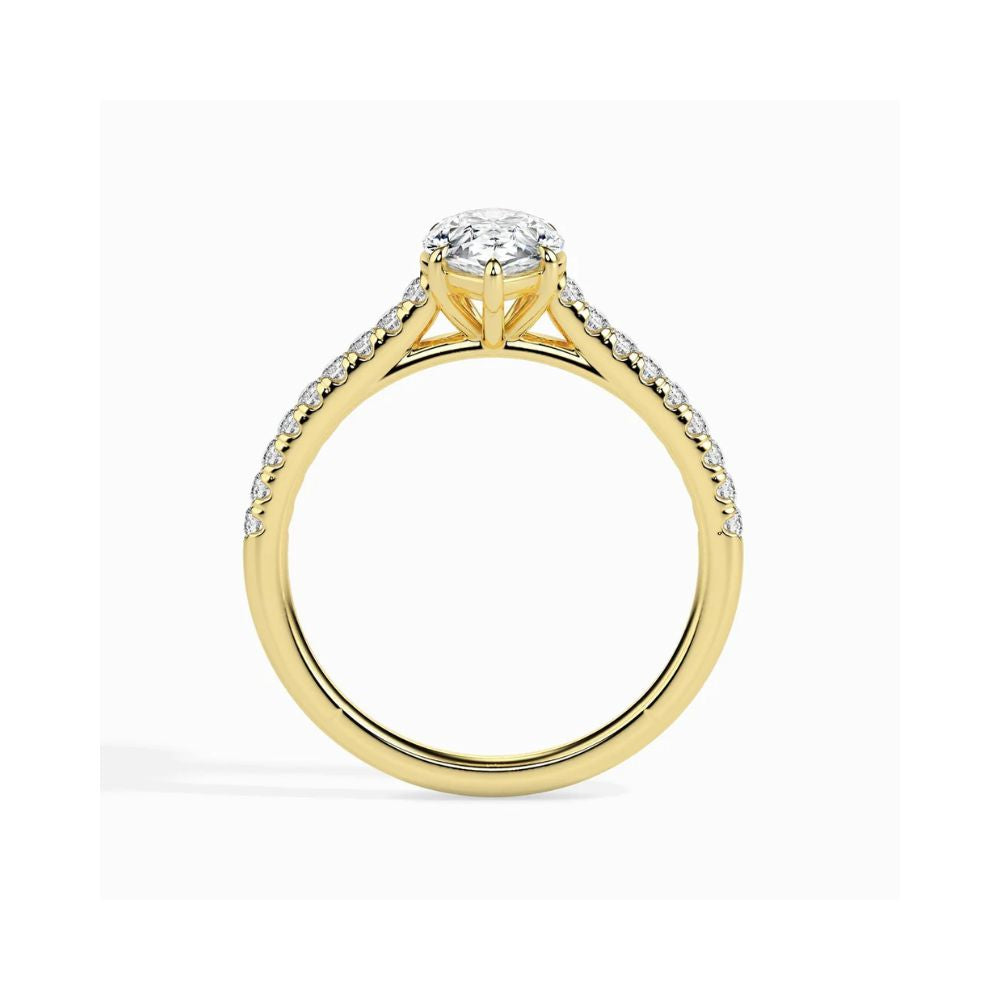 Pear Cut Solitaire Pave Engagement Ring