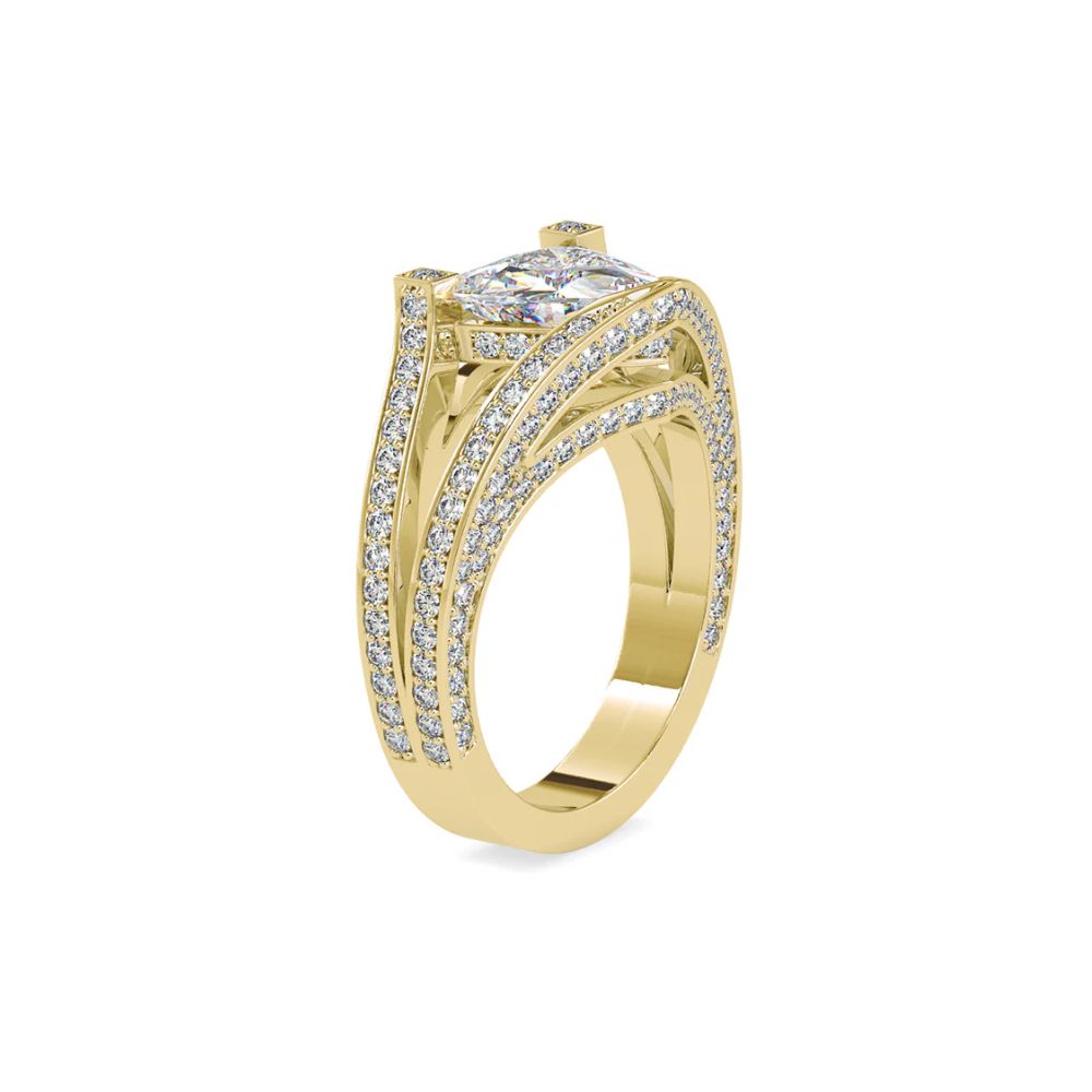 Trillion Cut Diamond Criss-Cross Pavé Ring
