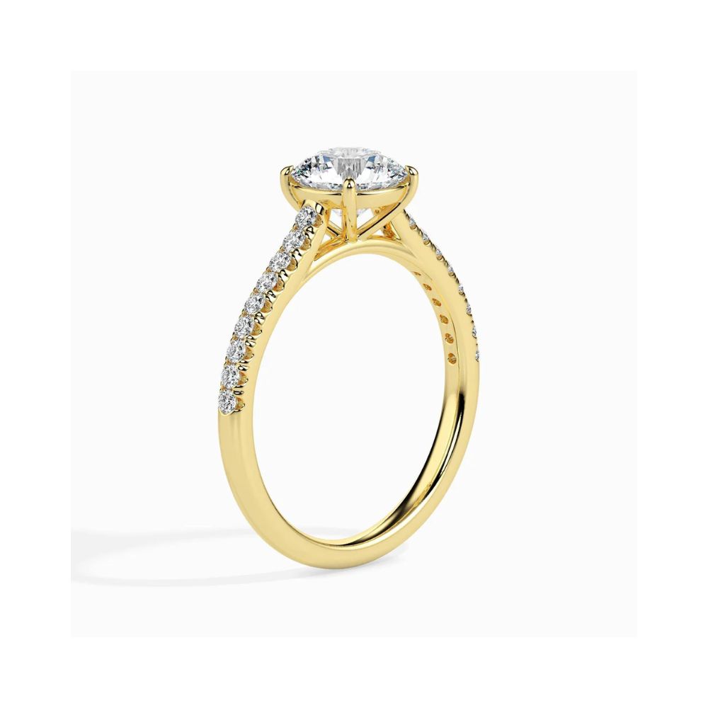 Round Cut Solitaire Pave Engagement Ring