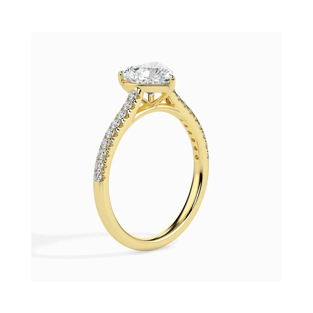 Heart Cut Solitaire Pave Engagement Ring
