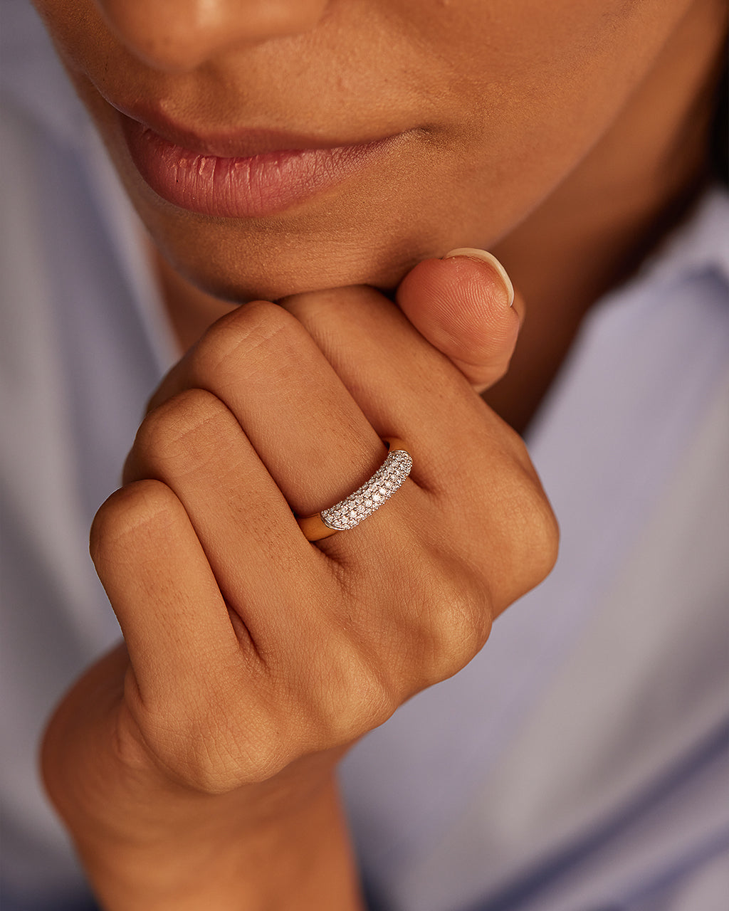 Angled Pave Diamond Band