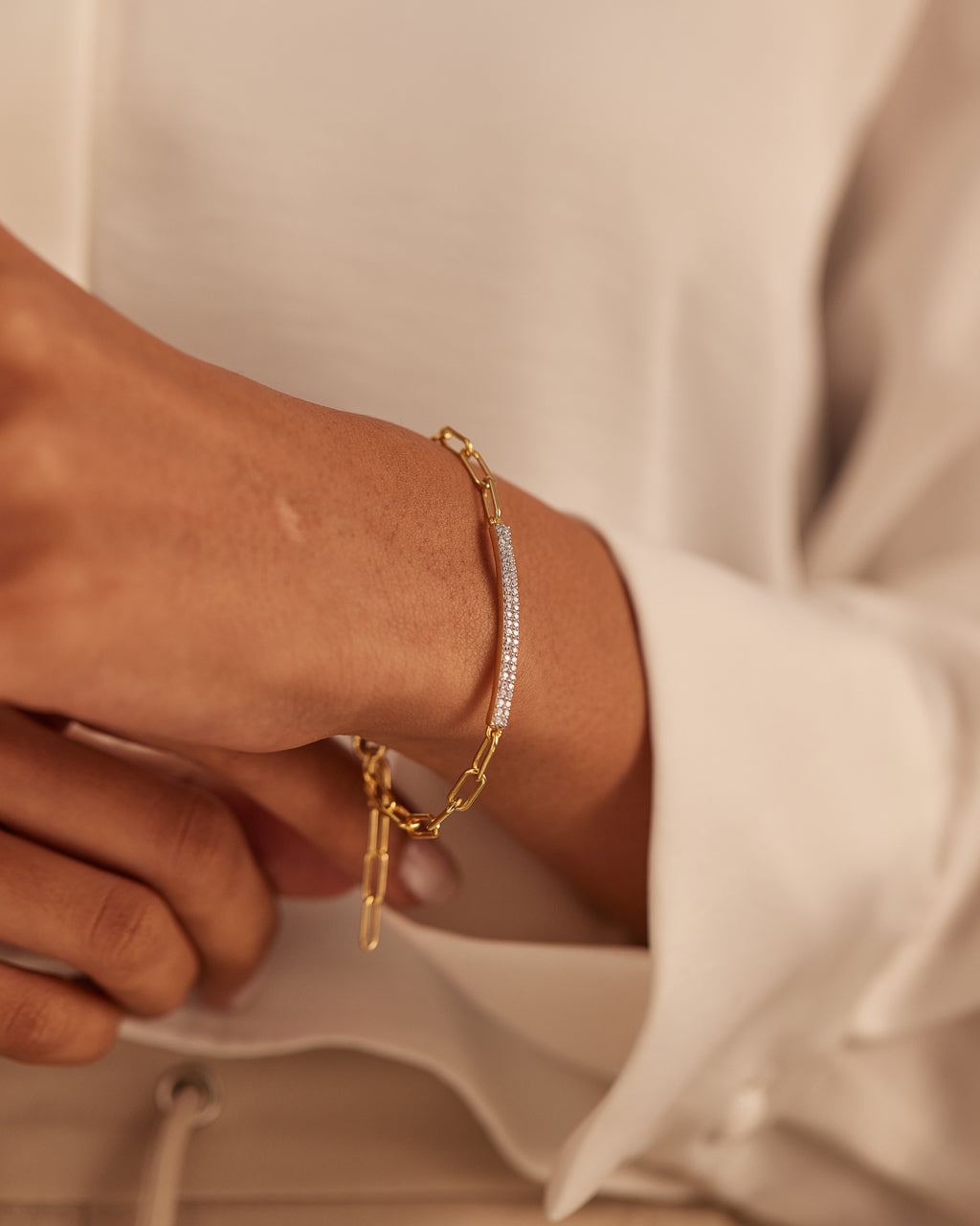 Bar Diamond Paperclip Bracelet