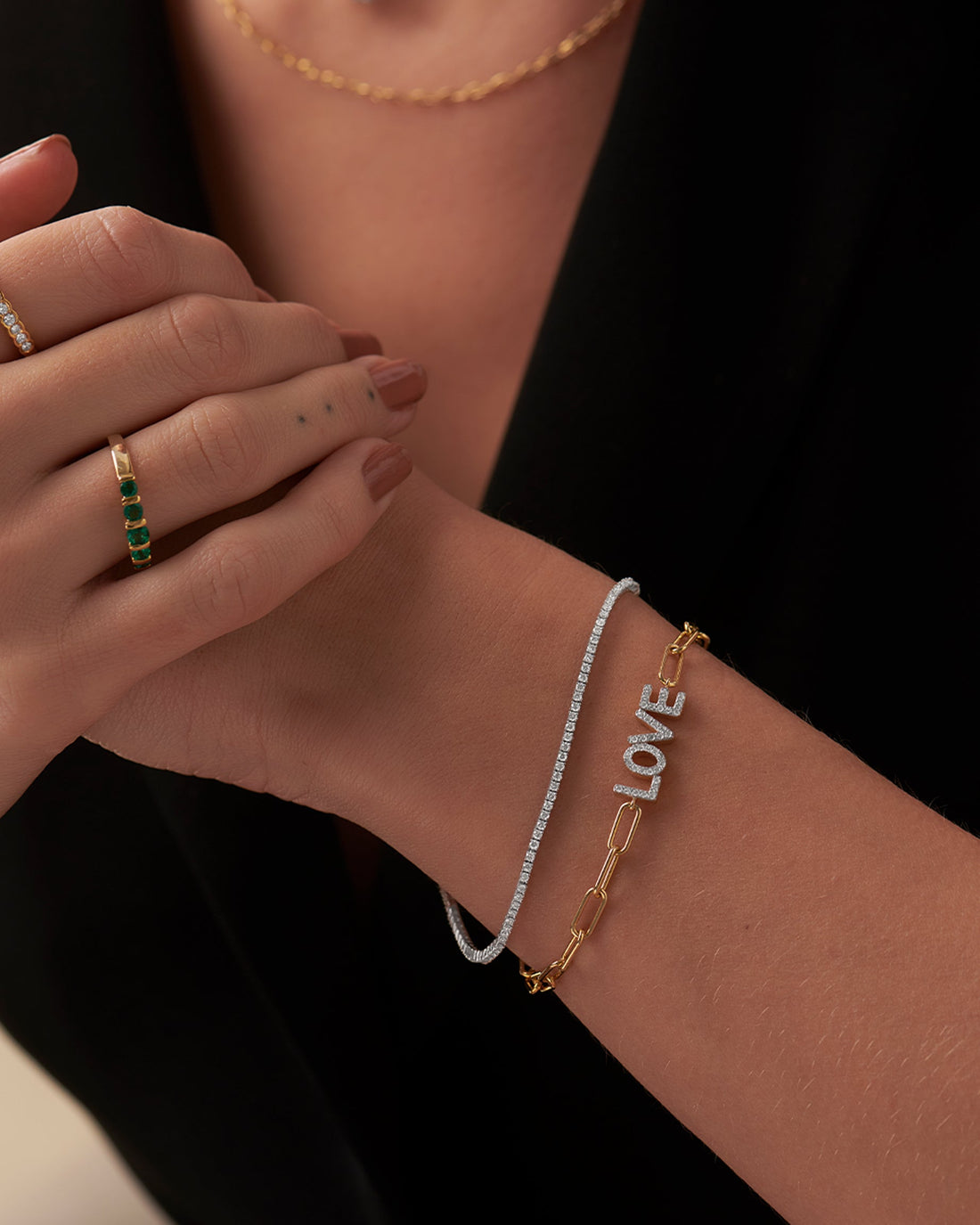 Love Diamond Paperclip Bracelet