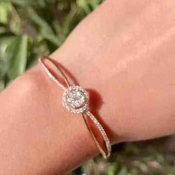 Halo Sparkle Diamond Open Cuff Bracelet