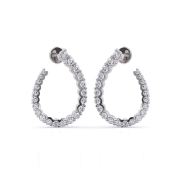 Scalloped Diamond Hoop Earrings