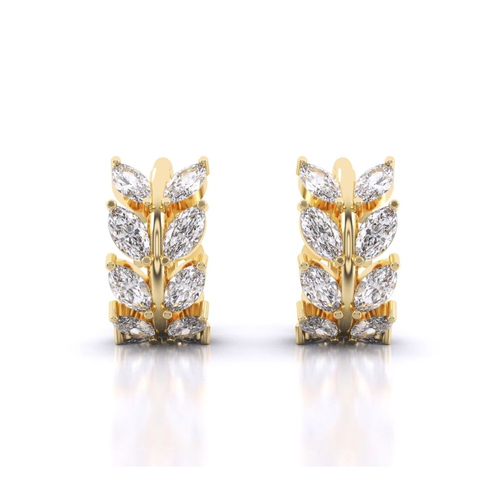 Laurel leaf Hoop Huggies Earrings