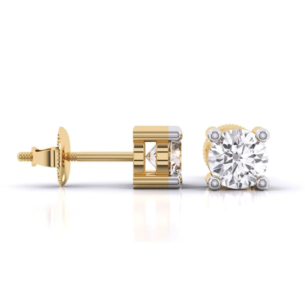 Classic Round Diamond Stud Earrings in Dual-Tone Prong Setting