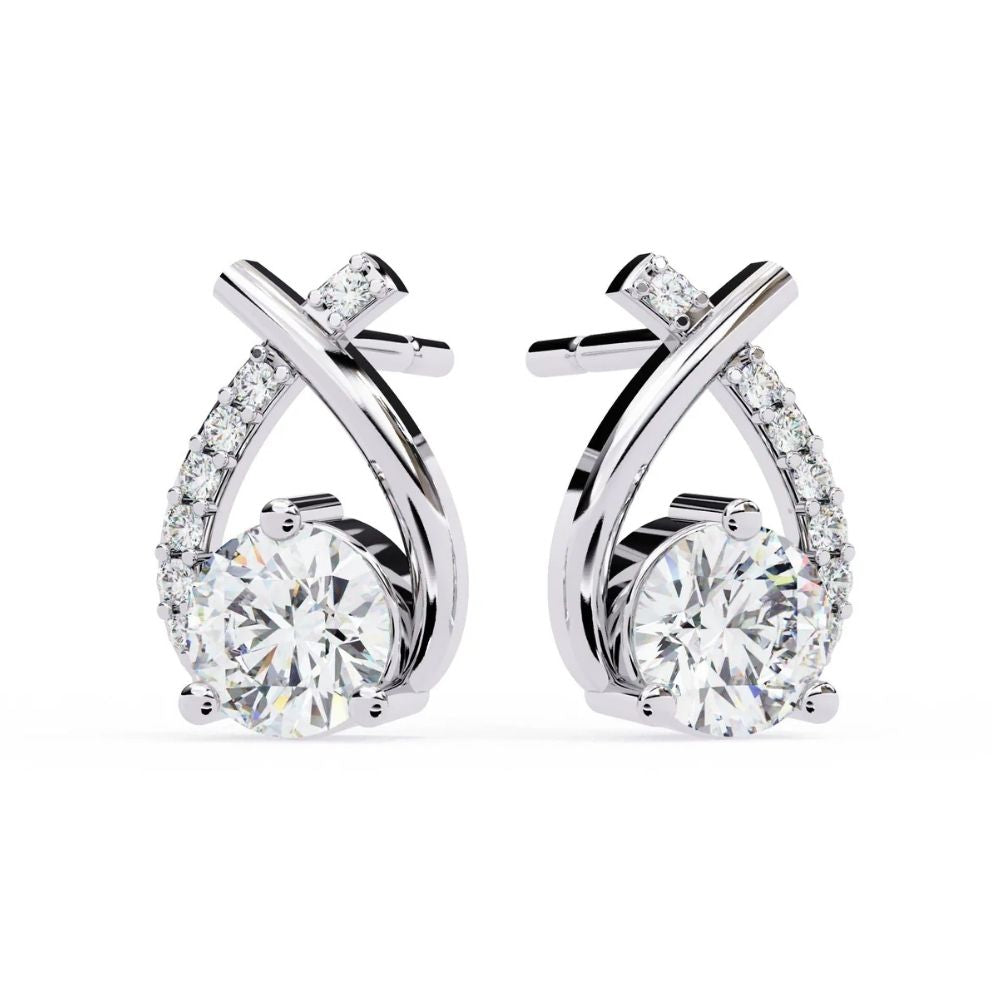 Twist Frame Solitaire Diamond Earrings