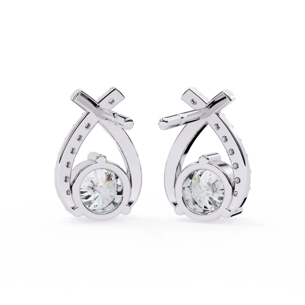 Twist Frame Solitaire Diamond Earrings