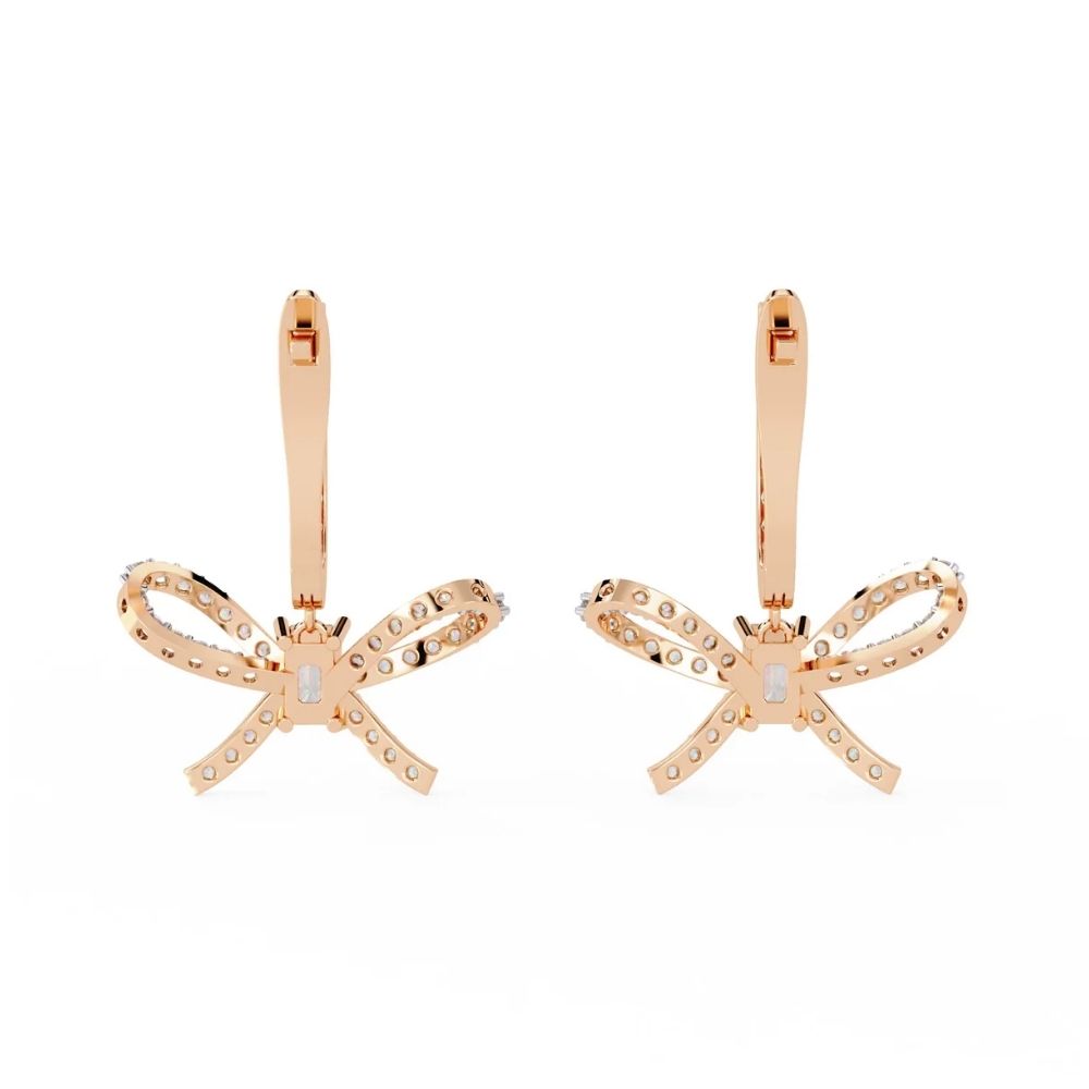 Diamond Bow Drop Earrings