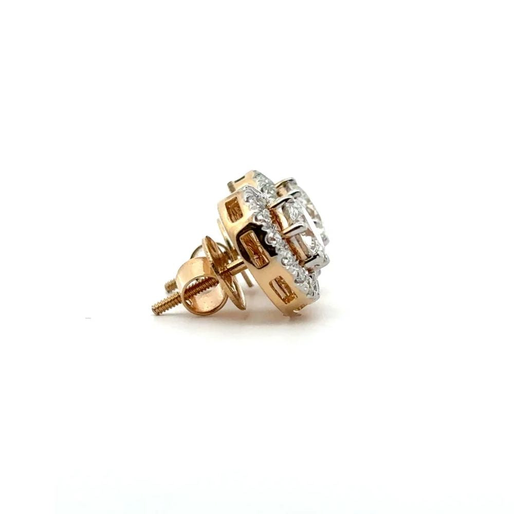 Classic Round Halo Diamond Stud Earrings