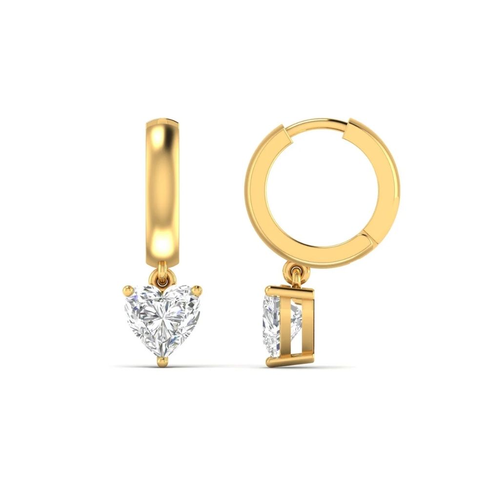 Heart-Shaped Diamond Drop Earrings