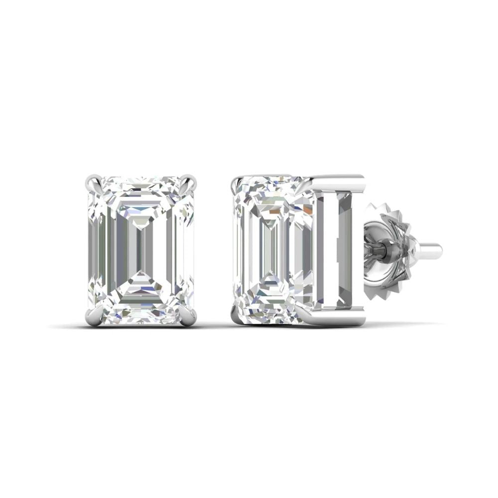 Emerald Cut Diamond Stud Earrings