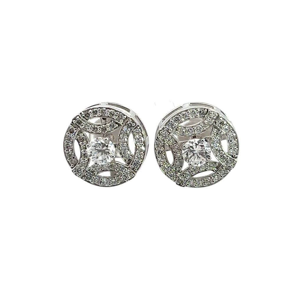 Round Filigree Diamond Stud Earrings